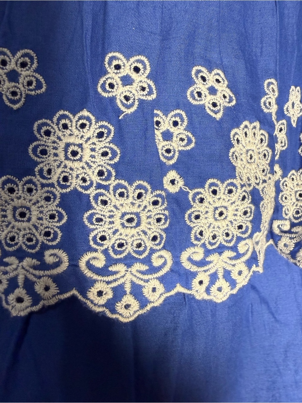 Boden Royal Blue Tiered Midi Skirt with White Eyelet - Picture 3 of 4